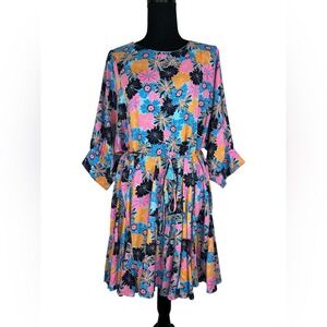 Aakaa Floral Belted Dress – Size S